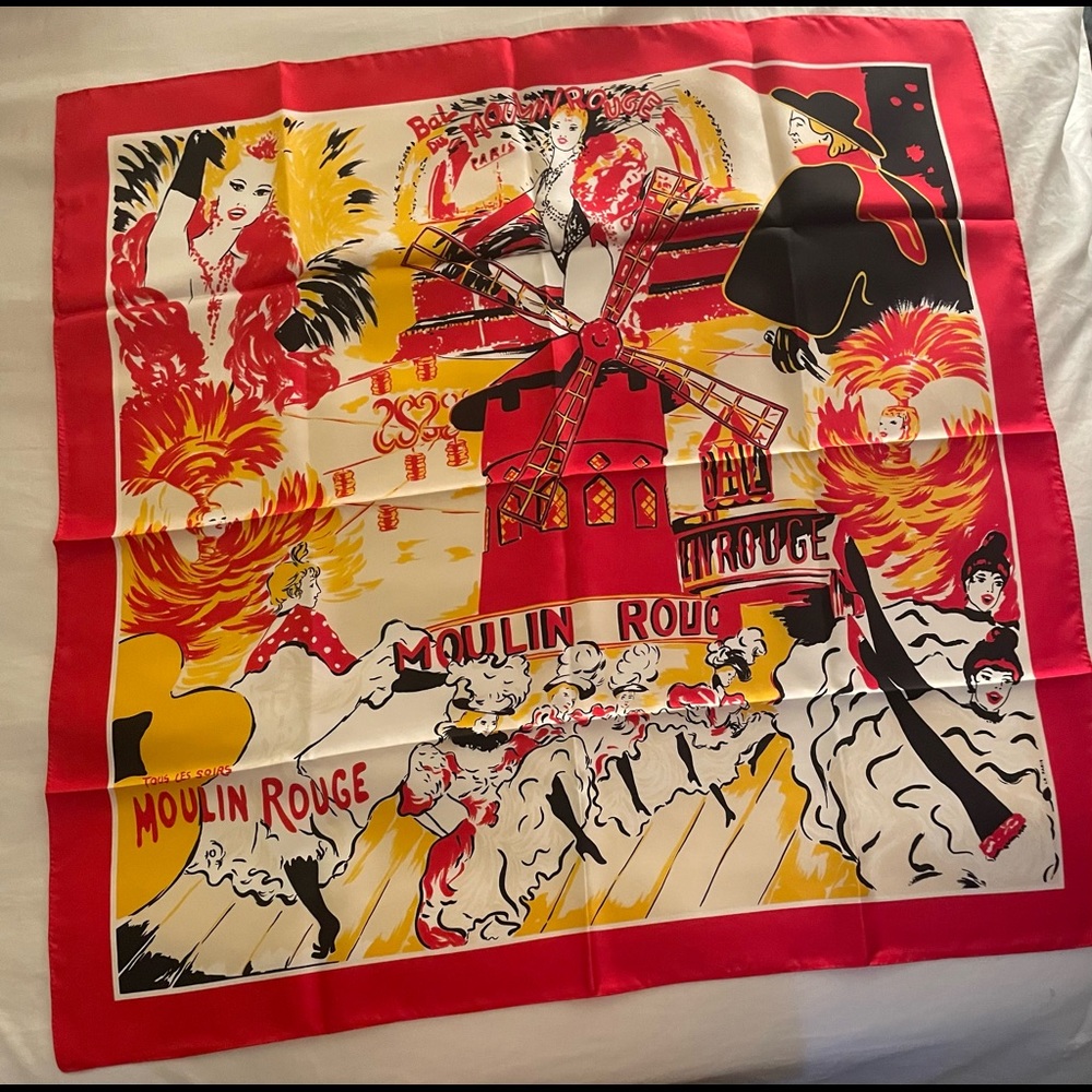 Vintage Moulin Rouge 100% silk scarf